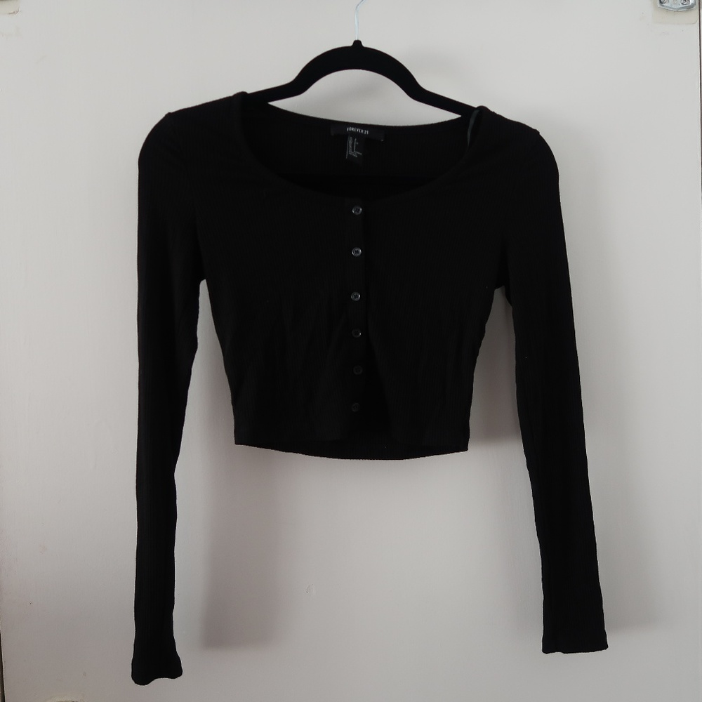 Forever 21 Ribbed Button-Up Crop Top